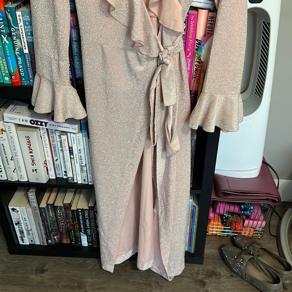 NWT Free People Pink Sparkle Maxi Wrap Dress - Picture 5 of 17